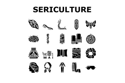 Sericulture Production Business Icons Set Vector