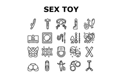 Sex Toy And Sexy Accessories Icons Set Vector