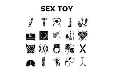 Sex Toy And Sexy Accessories Icons Set Vector