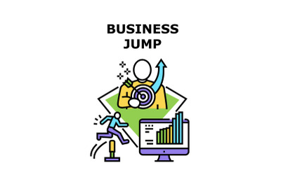 Business Jump Vector Concept Color Illustration