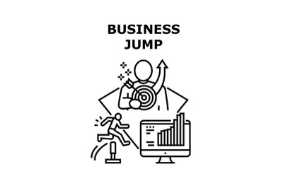 Business Jump Vector Concept Black Illustration