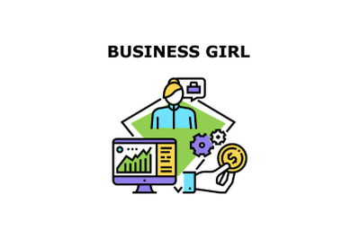 Business Girl Vector Concept Color Illustration