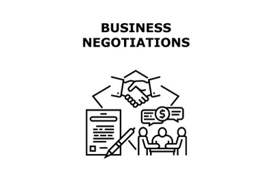 Business Negotiations Concept Black Illustration