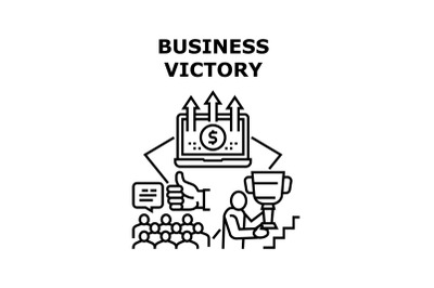 Business Victory Vector Concept Black Illustration