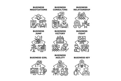 Business Relation Set Icons Vector Illustrations