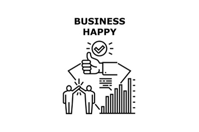 Business Happy Vector Concept Black Illustration