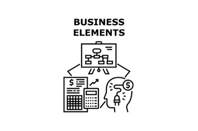 Business Work Elements Concept Black Illustration