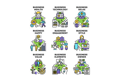 Business Technology Set Icons Vector Illustrations