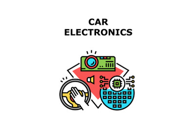 Car Electronics Vector Concept Color Illustration