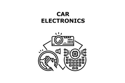 Car Electronics Vector Concept Black Illustration