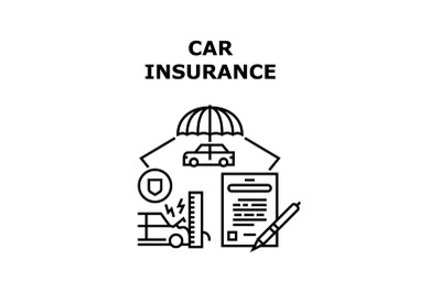 Car Insurance Vector Concept Black Illustration