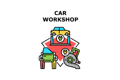 Car Workshop Vector Concept Color Illustration