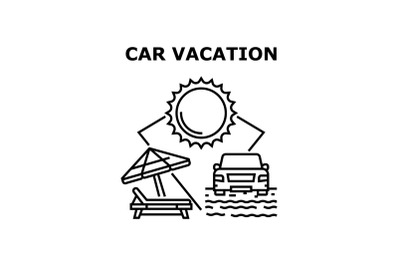 Car Vacation Vector Concept Black Illustration