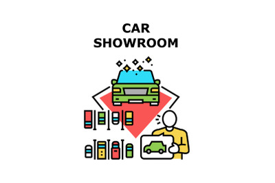 Car Showroom Vector Concept Color Illustration