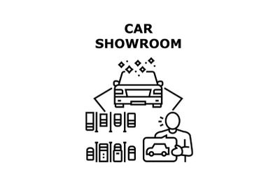 Car Showroom Vector Concept Black Illustration