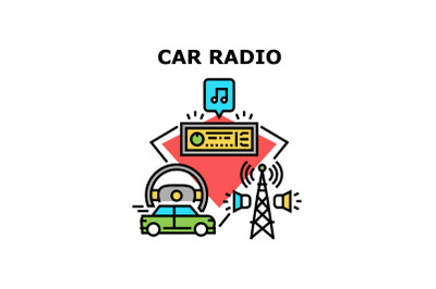 Car Radio Device Vector Concept Color Illustration