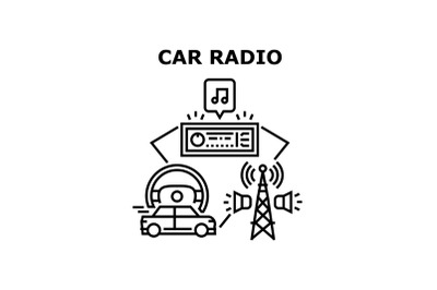 Car Radio Device Vector Concept Black Illustration