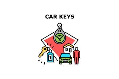 Car Keys Trinket Vector Concept Color Illustration