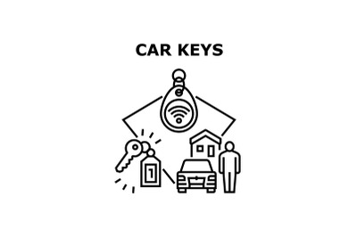 Car Keys Trinket Vector Concept Black Illustration