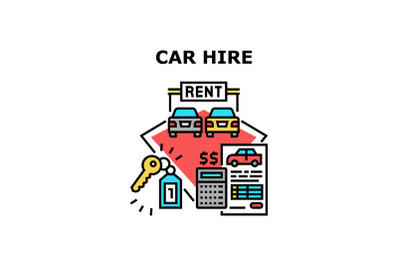 Car Hire Service Vector Concept Color Illustration