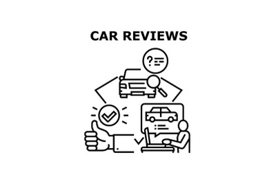 Car Reviews Vector Concept Black Illustration