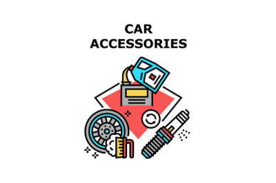 Car Accessories Vector Concept Color Illustration