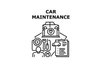 Car Maintenance Vector Concept Black Illustration