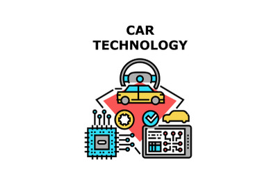 Car Technology Vector Concept Color Illustration