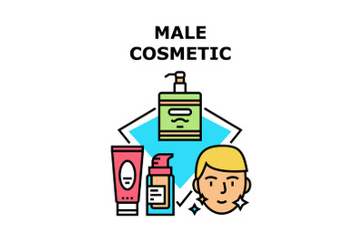 Male Cosmetic Vector Concept Color Illustration