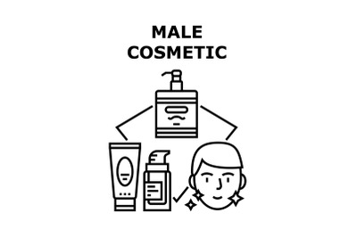 Male Cosmetic Vector Concept Black Illustration