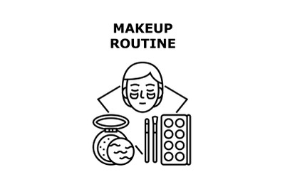 Makeup Routine Vector Concept Black Illustration