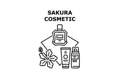 Sakura Cosmetic Vector Concept Black Illustration