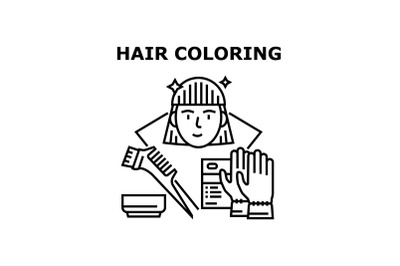 Hair Coloring Vector Concept Black Illustration