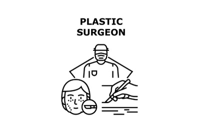 Plastic Surgeon Vector Concept Black Illustration