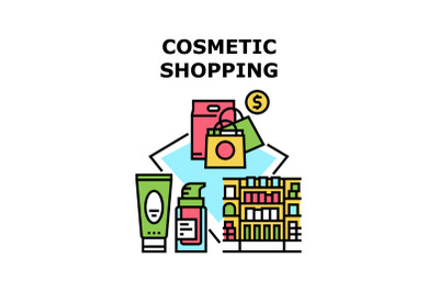 Cosmetic Shopping Store Concept Color Illustration