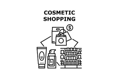 Cosmetic Shopping Store Concept Black Illustration