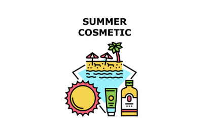 Summer Cosmetic Vector Concept Color Illustration