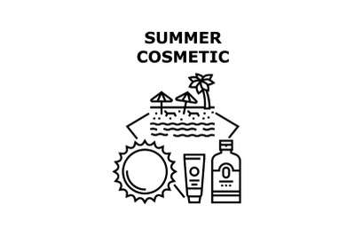 Summer Cosmetic Vector Concept Black Illustration