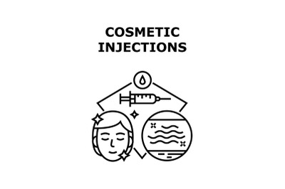 Cosmetic Injections Concept Black Illustration