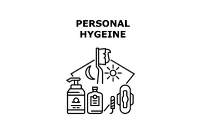 Personal Hygiene Vector Concept Black Illustration