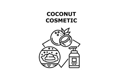 Coconut Cosmetic Vector Concept Black Illustration