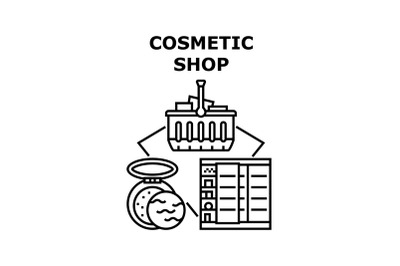 Cosmetic Shop Vector Concept Black Illustration