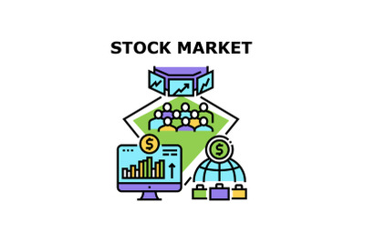 Stock Market Vector Concept Color Illustration