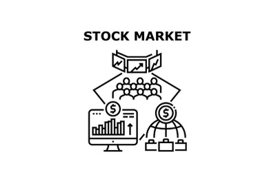 Stock Market Vector Concept Black Illustration