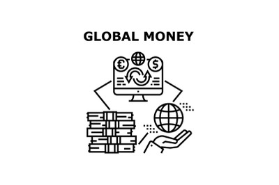 Global Money Vector Concept Black Illustration