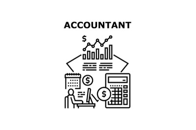 Accountant Job Vector Concept Black Illustration