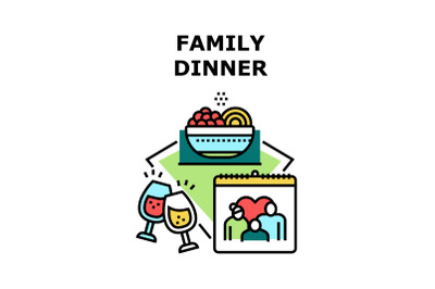 Family Dinner Vector Concept Color Illustration