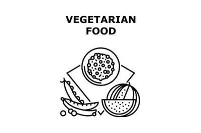 Vegetarian Food Vector Concept Black Illustration