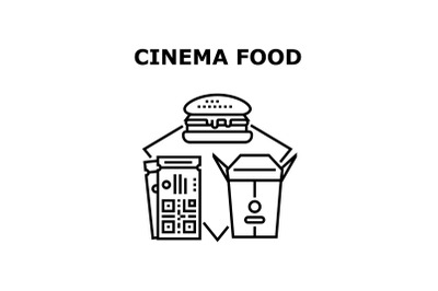 Cinema Food Vector Concept Black Illustration