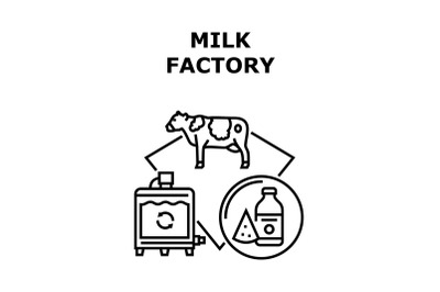Milk Factory Vector Concept Black Illustration